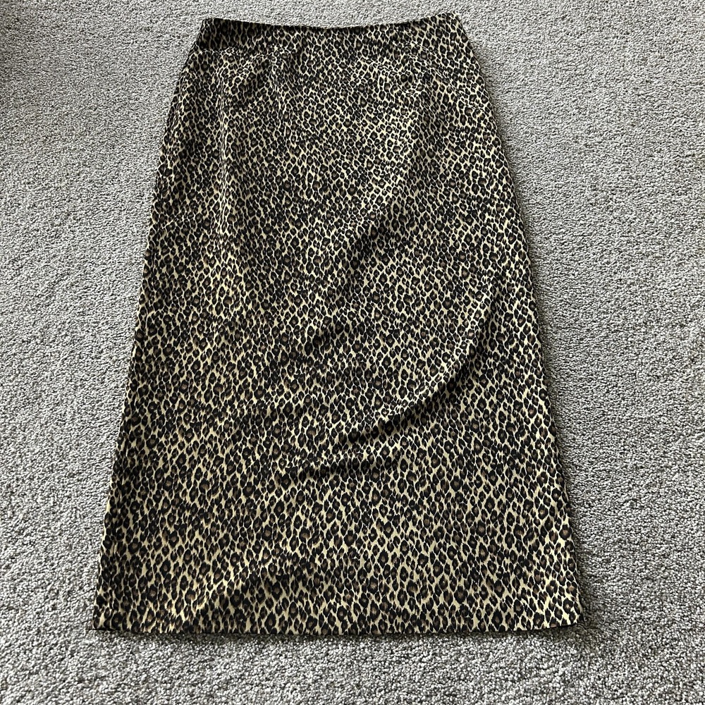 Y2K Leopard Animal Print Resource Skirt Womens Small Brown Midi Pencil Slit